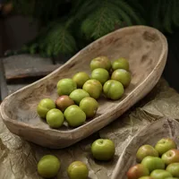 Wabi-sabi Japanese Wooden Boat-Shaped Snack Tray Rustic Boho Home Decor Fruit Dish for Snacks Handcrafted Jewelry Dish Bowl 1
