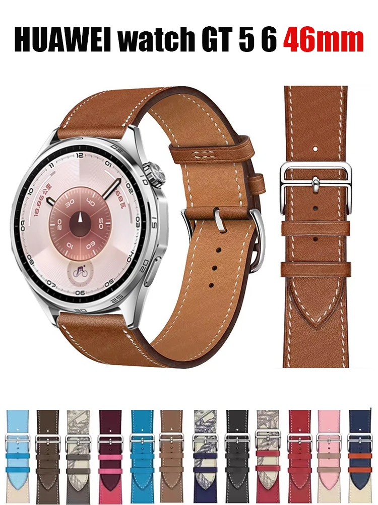 Elegant Leather Wristband Replacement for Smartwatches - 20mm/22mm Strap Bracelet