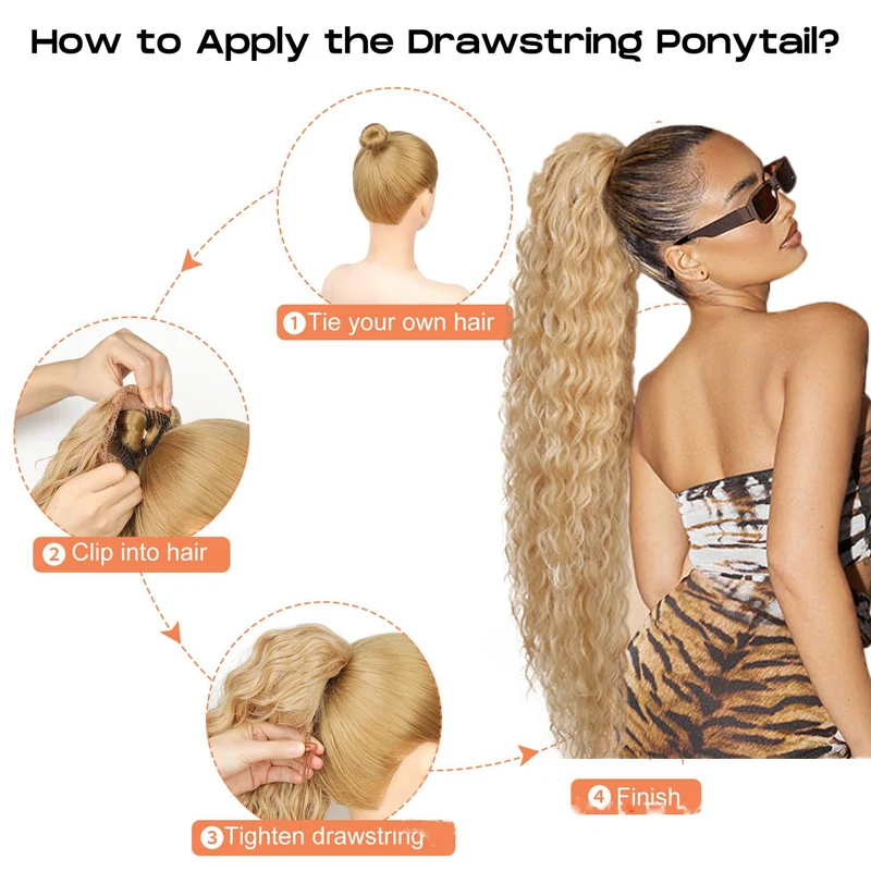 LUPU 36 inch Ponytail Women's Drawstring Ponytail long Wavy Ponytail Synthetic Ponytail Daily use