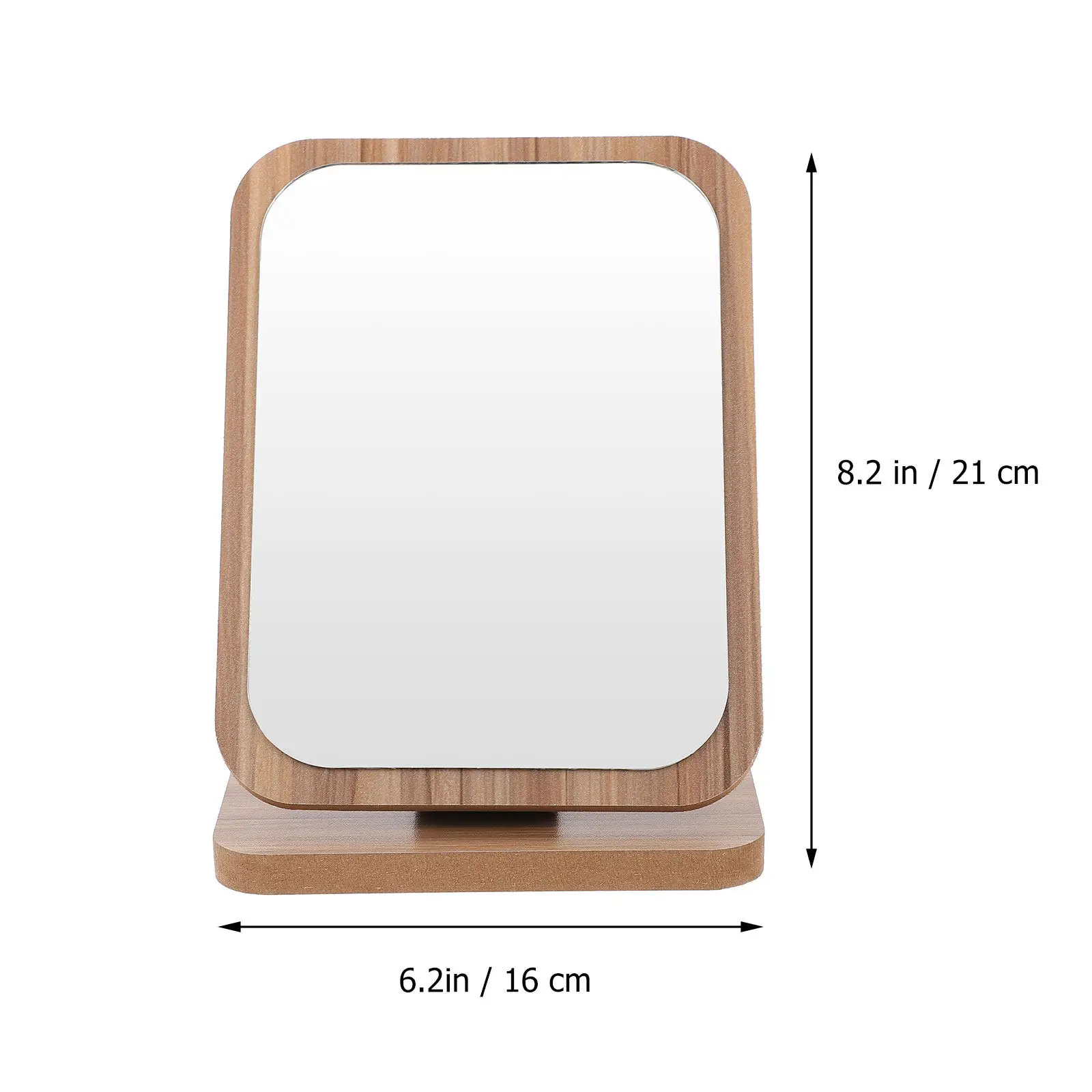 1Pcs 탁상용 거울 나무 베이스 견고한 구조로 청소가 쉬운 표면 가정용 기숙사 책상 패션 액세서리에 적합