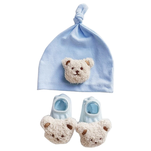 Newborn Blue Teddy Bear Beanie Hat