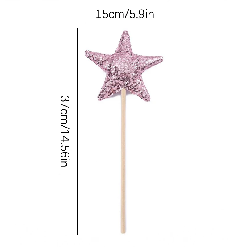 Baby Crown Hat Shower Girl Glitter Pink Crown Birthday Party Headwear Stage Performance Headband Star Fairy Stick Princess Cosplay Prop