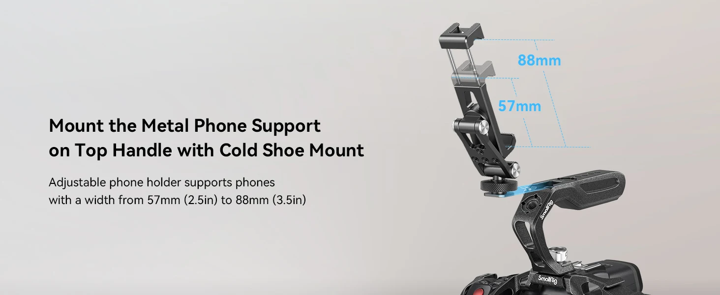 Metal Phone Support with Cold Shoe Mount Phone Support for DJI RS 3 /RS 3 Pro/ R