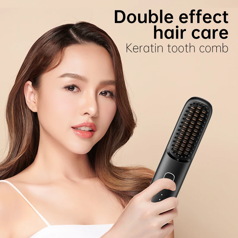 Wireless Portable Hair Straightening Comb Negative Ion Hair Care Straightener Curling Iron Hair Straightener Dual Purpose 2