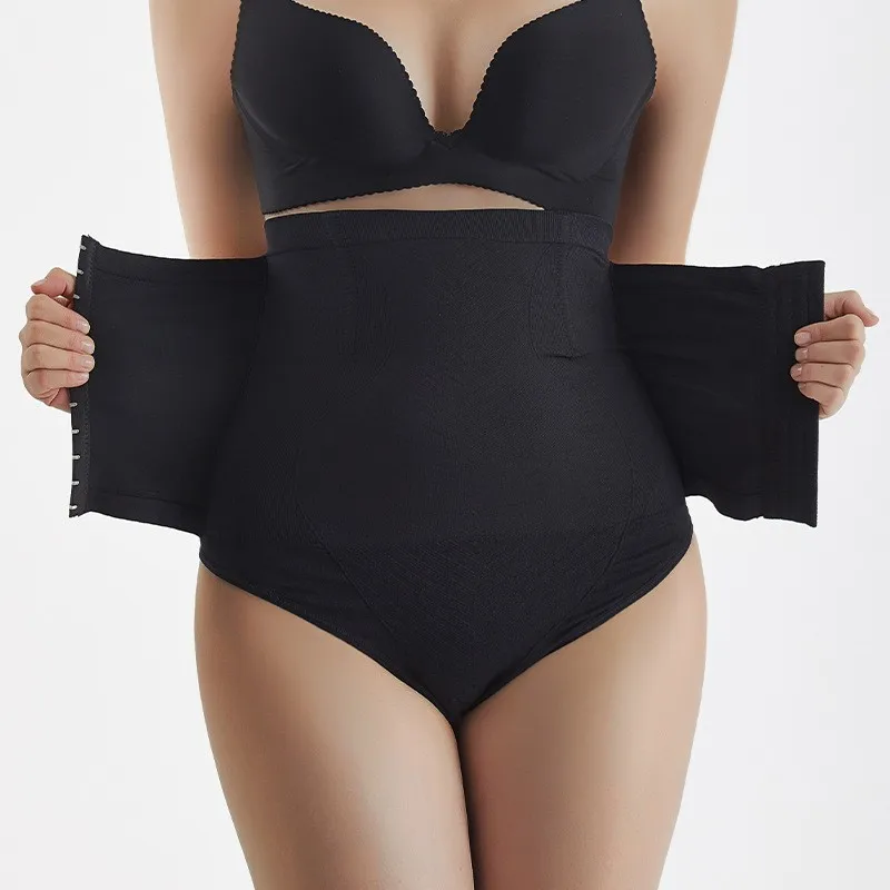 High Waist Panty Body Shapers Postpartum Belly Pants Stretch Waist Slimming Shapewear Plus Size Double Layer Butt Lifter Panty
