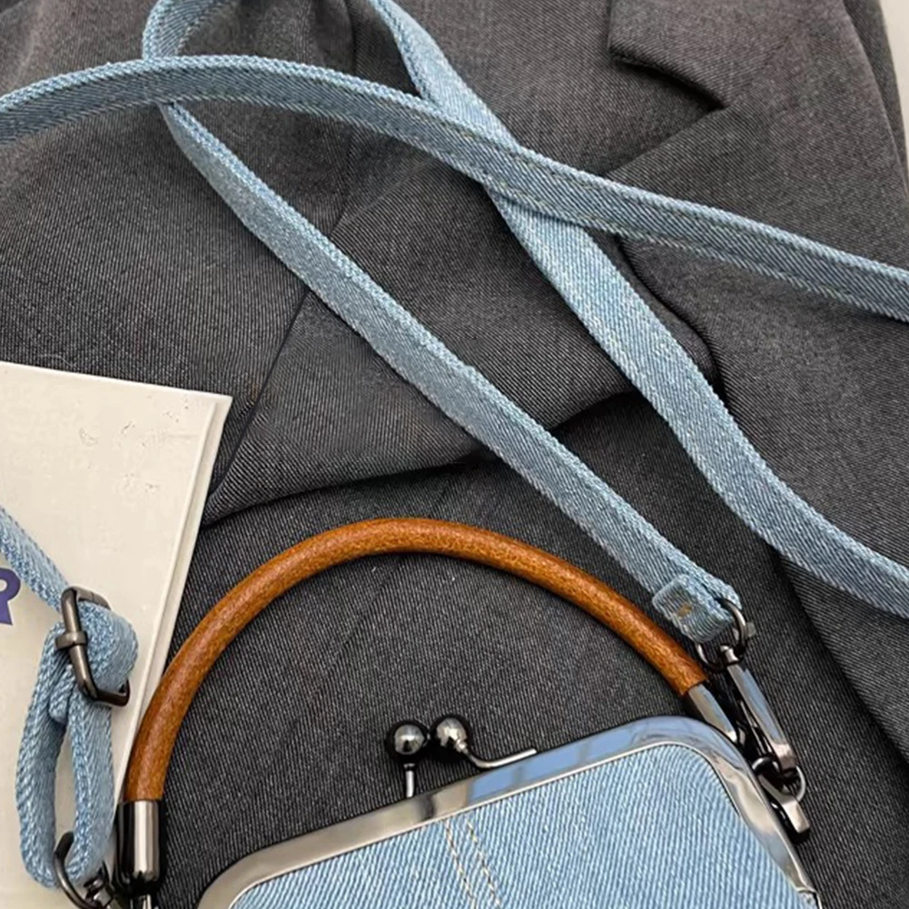 Ladies Versatile Satchel Bag with Detachable Strap Denim Trendy Handbag Retro Shoulder Bag Work Date Phone Bag