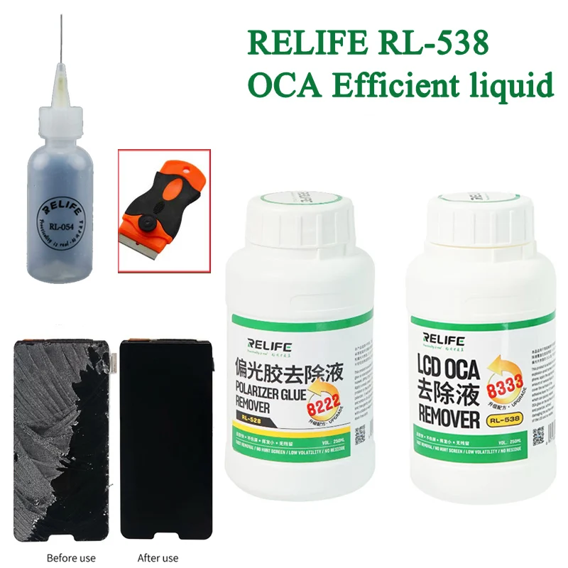 

RELIFE RL-538 8222/8333 OCA Efficient liquid remover Touch Screen Removing Liquids Repair Glue PCB Cleaning for Iphone Sumsung