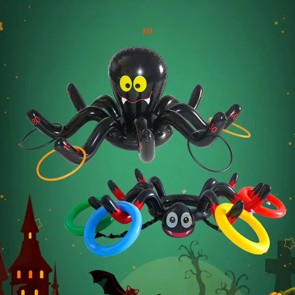 Fade-resistant Ring Toss Set Fun Halloween Toy Spider Ring Toss Game for Kids Adults Family Party Activity New Year Gift wedding ring box christmas party gift packaging supplies pink and green velvet jewelry packaging boxes necklace pendant holder