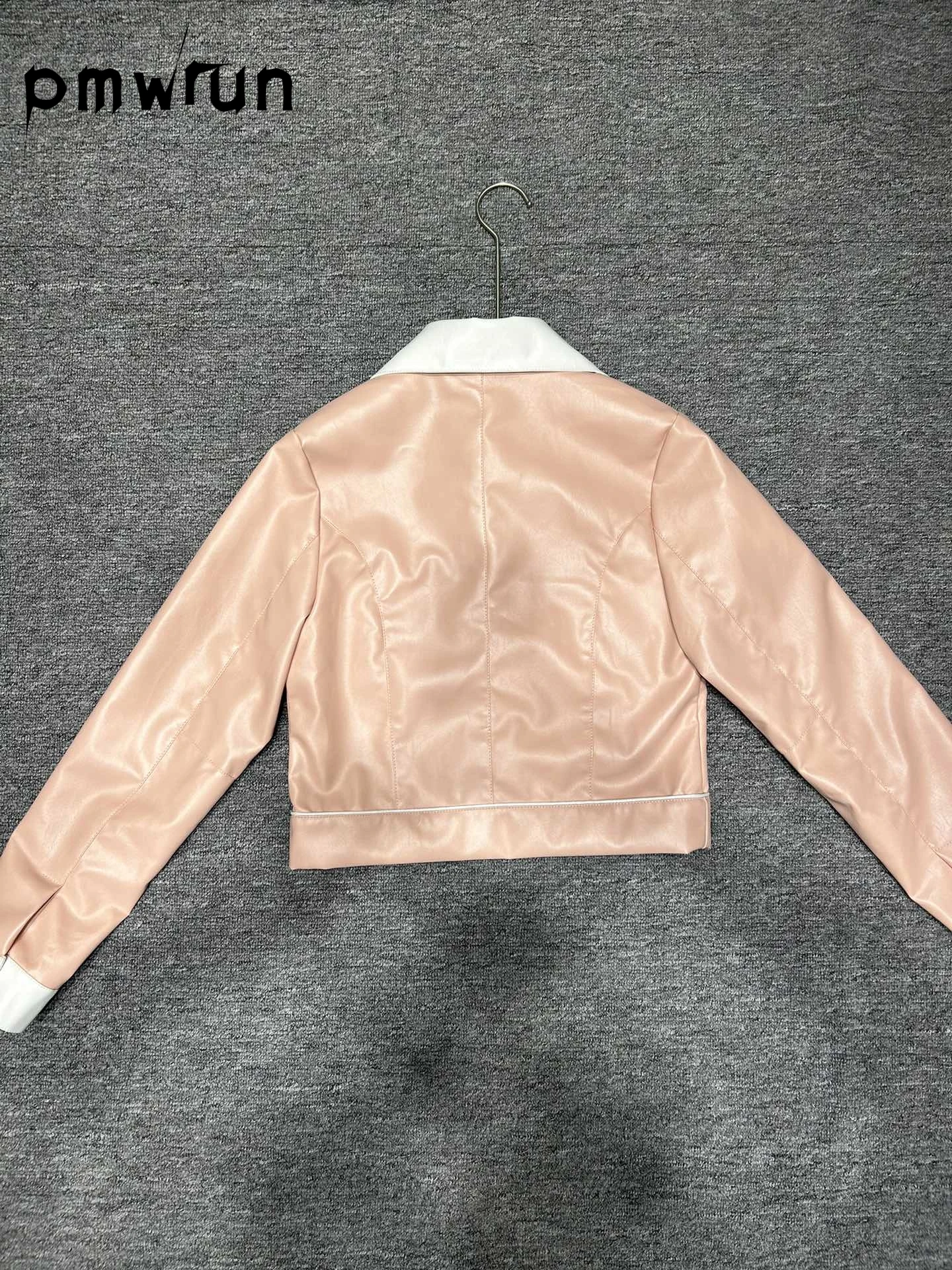 

Short leather jacket for girls, pink, 2023