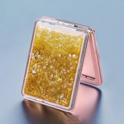 Vibrant Flowing Sand Double - Sided Chic Mini Makeup Mirror (Gold 1)