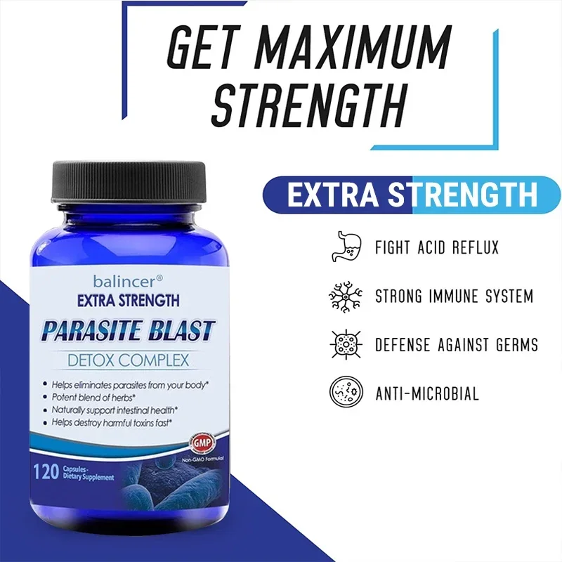 Antibacterial PARASITE BLAST Removes All Body Parasites Natural Gut Health Cleans Colon Detox Cleanse Liver Immunity