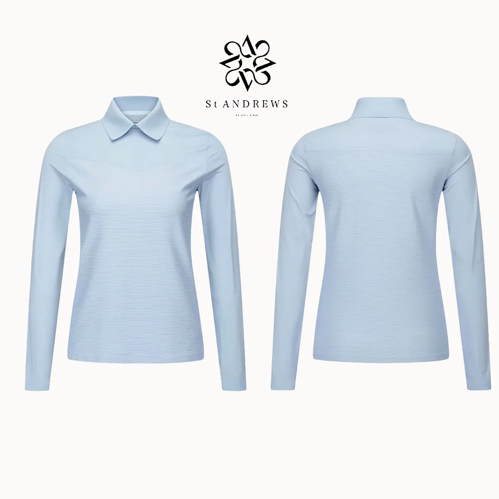 ST ANDREWS 2024 Autumn New Women's Golf Clothing Slim-fit Breathable Casual Versatile Long-sleeved Polo Shirt 5