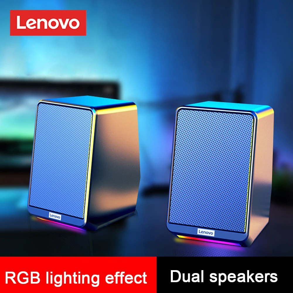 Настольный компьютерный динамик Lenovo USB TS38 с RGB-подсветкой Hi-Fi стерео бас-звук для