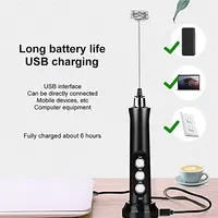 Rechargeable Handheld 3 In 1 Electric Milk Frother High Speed Foamer Coffee Drink Mixer
