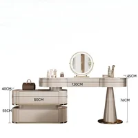 Coiffeuse moderne en bois pour chambre à coucher, meuble de rangement, table de maquillage avec miroir pour chambre principale 6