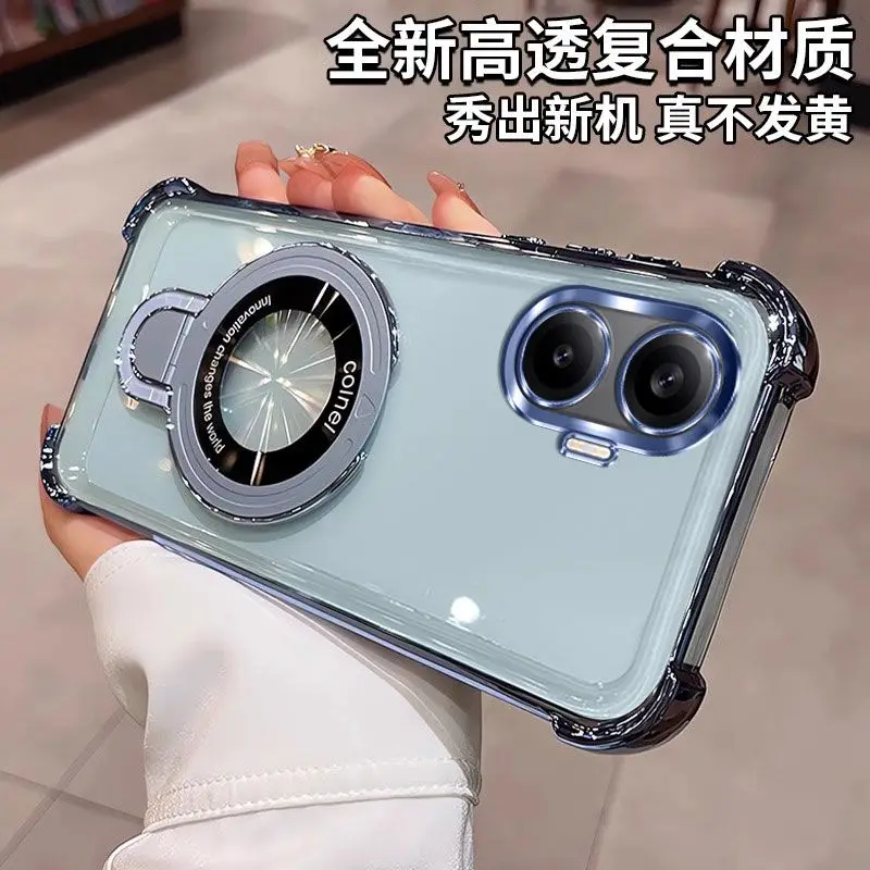 Luxury Airbag Electroplating Bracket TPU Shockproof Bumper Case Cover