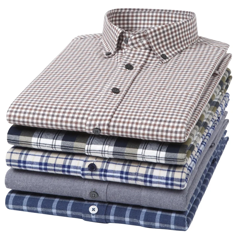 

Фланелевые рубашки S-5XL мужские с длинным рукавом, чистый хлопок, с одним карманом, Повседневная плотная мягкая удобная рубашка в клетку с начесом, блузка, мужская одежда