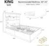King Size Bed Frame Wooden Platform Bed with 51.2" Storage LED Bookcase Headboard, 4 Storage Drawers & Charging Station 2
