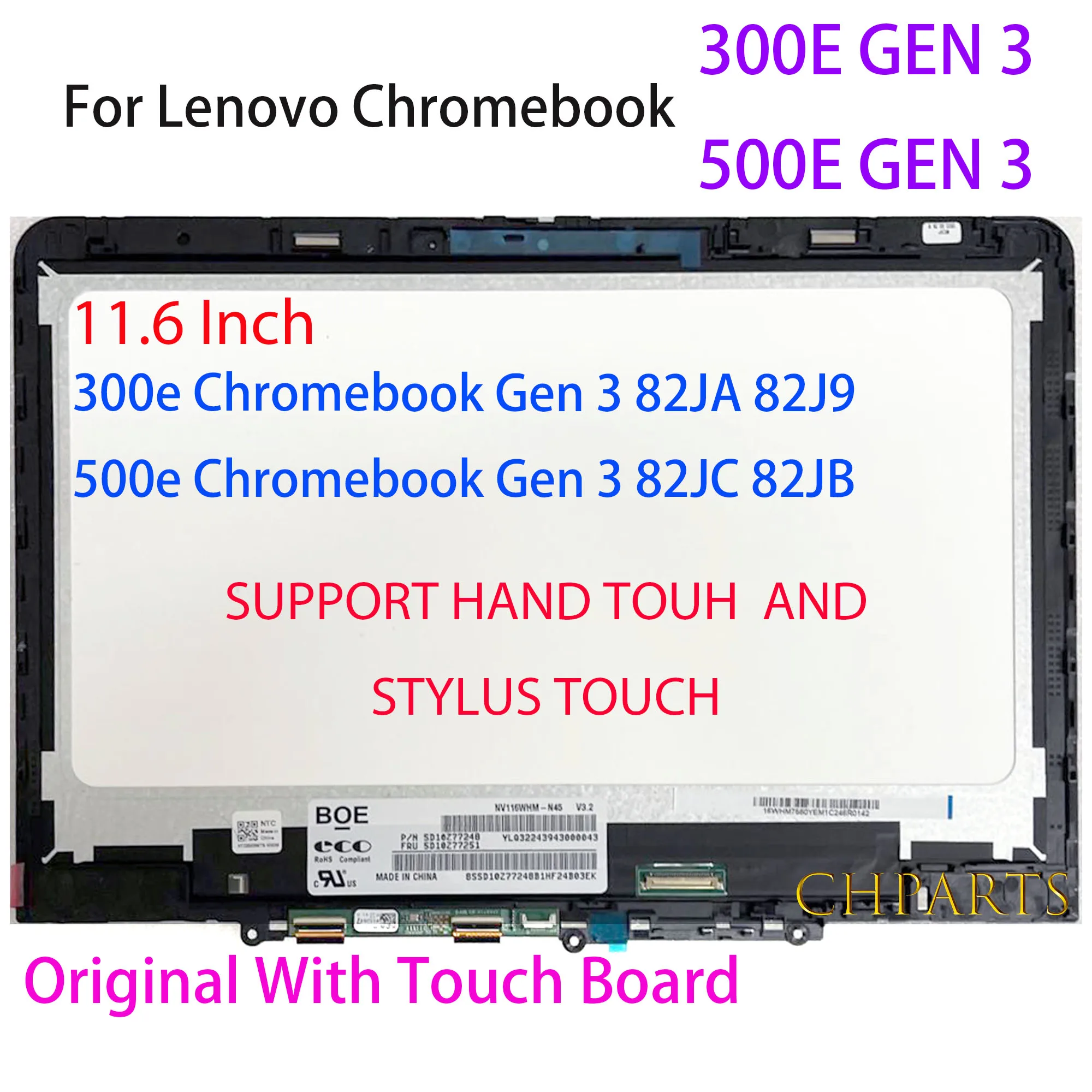 Portátil Dispaly Lcd Montagem da Tela de Toque para Lenovo 300e Chromebook Gen 82ja 82j9 500e Gen3 82jc 82jb 5d11c95886 11.6-polegadas - Imagem 4