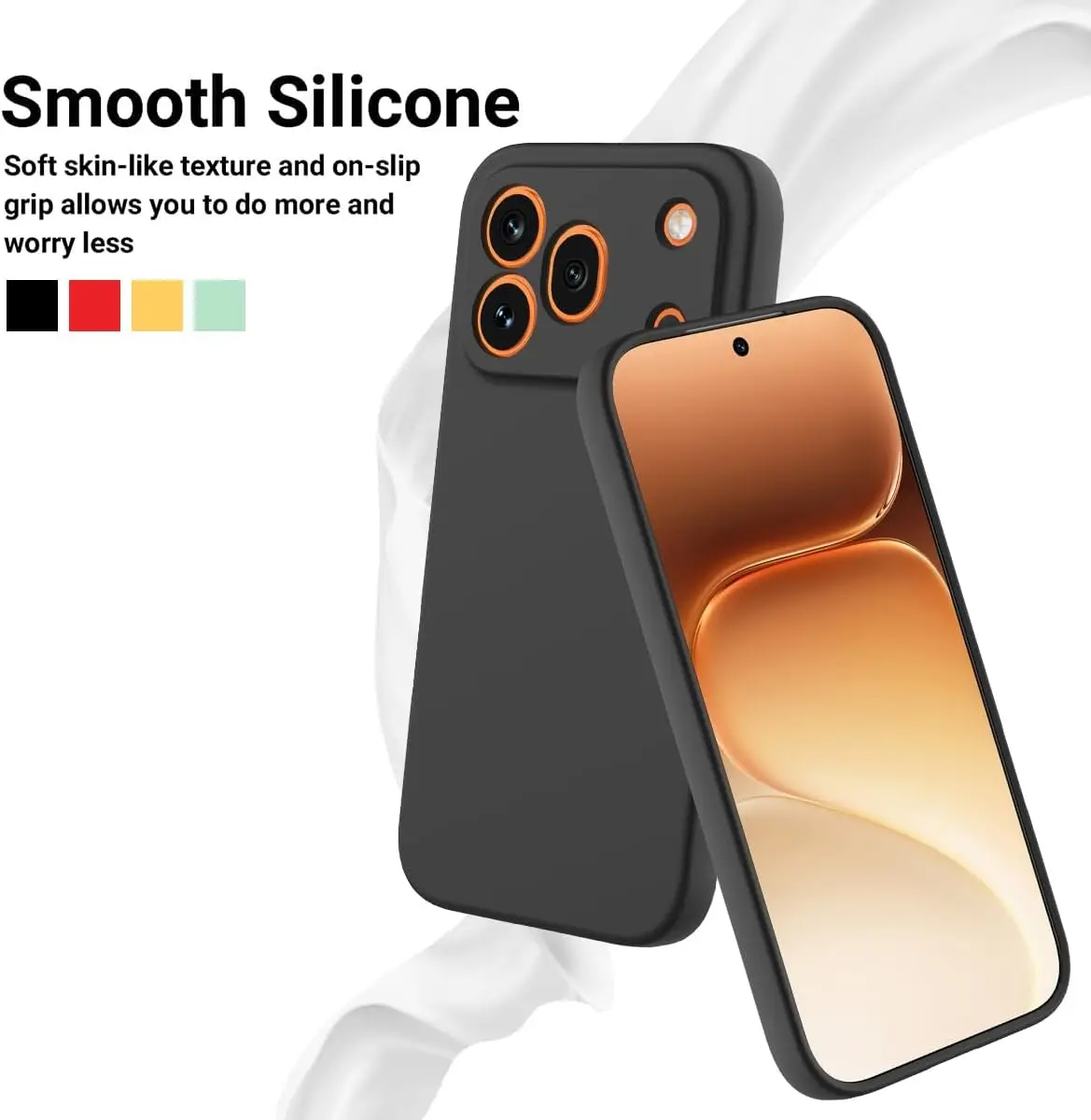 Fashionable Solid Color Shockproof Liquid Silicone Phone Case with Lanyard