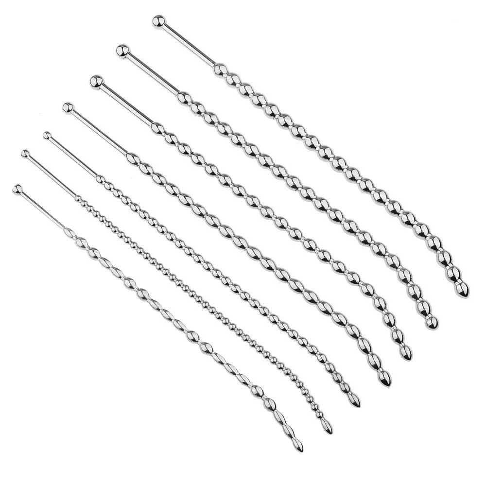 Male Stainless Steel Urethral Sounds Urethra Stimulate Dilator Beaded Insert Rods Sounding Penis Plug for Men Sex Toys Sexshop urethral dilator,silicone urethral dilator