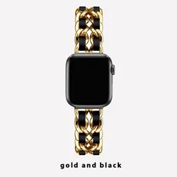 Elegant Metal & Leather Strap Bracelet for Women - Luxury Design (1 Gold Black)
