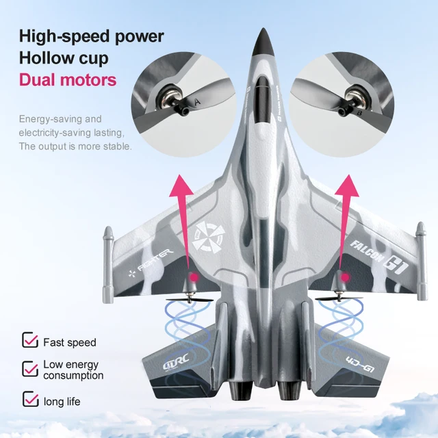 2022 NEW RC Plane 2.4GHz Foam Fixed Wing with Lights  Outdoor Fighter Glider Radio Controlled Airplane Toys for Children 4