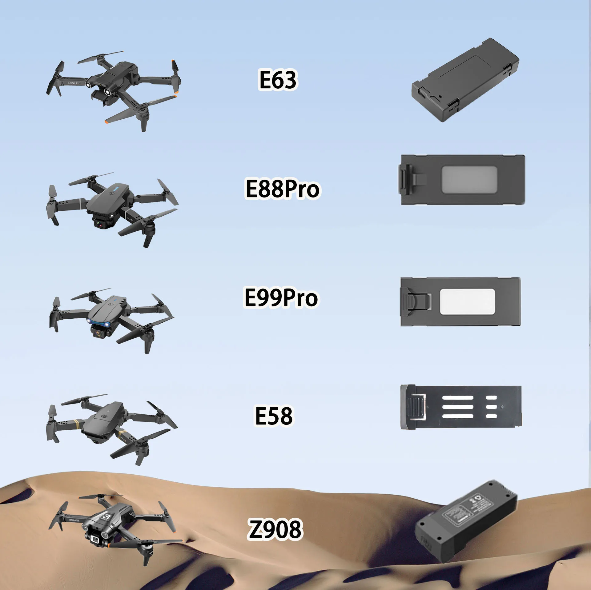 3.7V/7.4V 600/1800 литиево-литиева батерия за дрон за E88/E99/Q6 и други RC Quadcopter Резервни части се нуждаят от модел, който може да бъде персонализиран