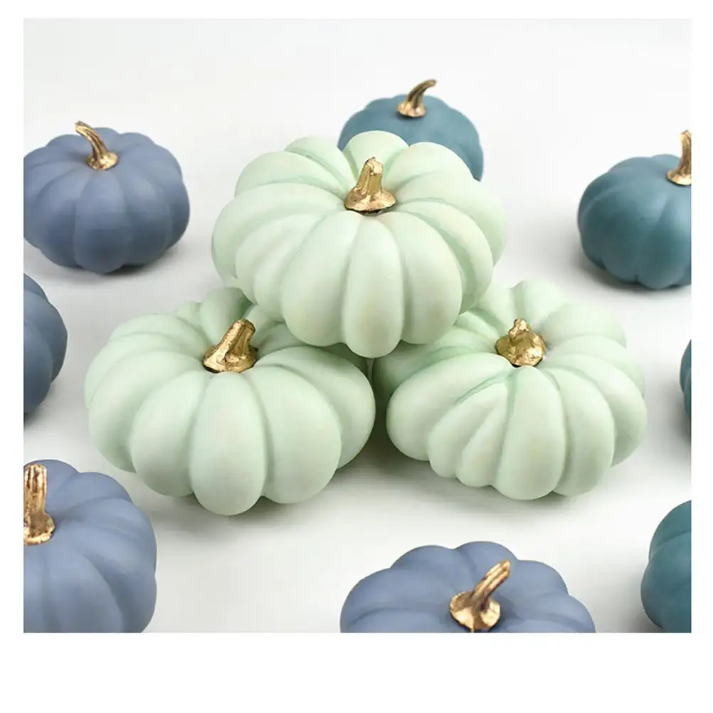 Artificial Autumn Pumpkins Fake Foam Pumpkins For Halloween Thanksgiving Halloween Decoration 16Pcs