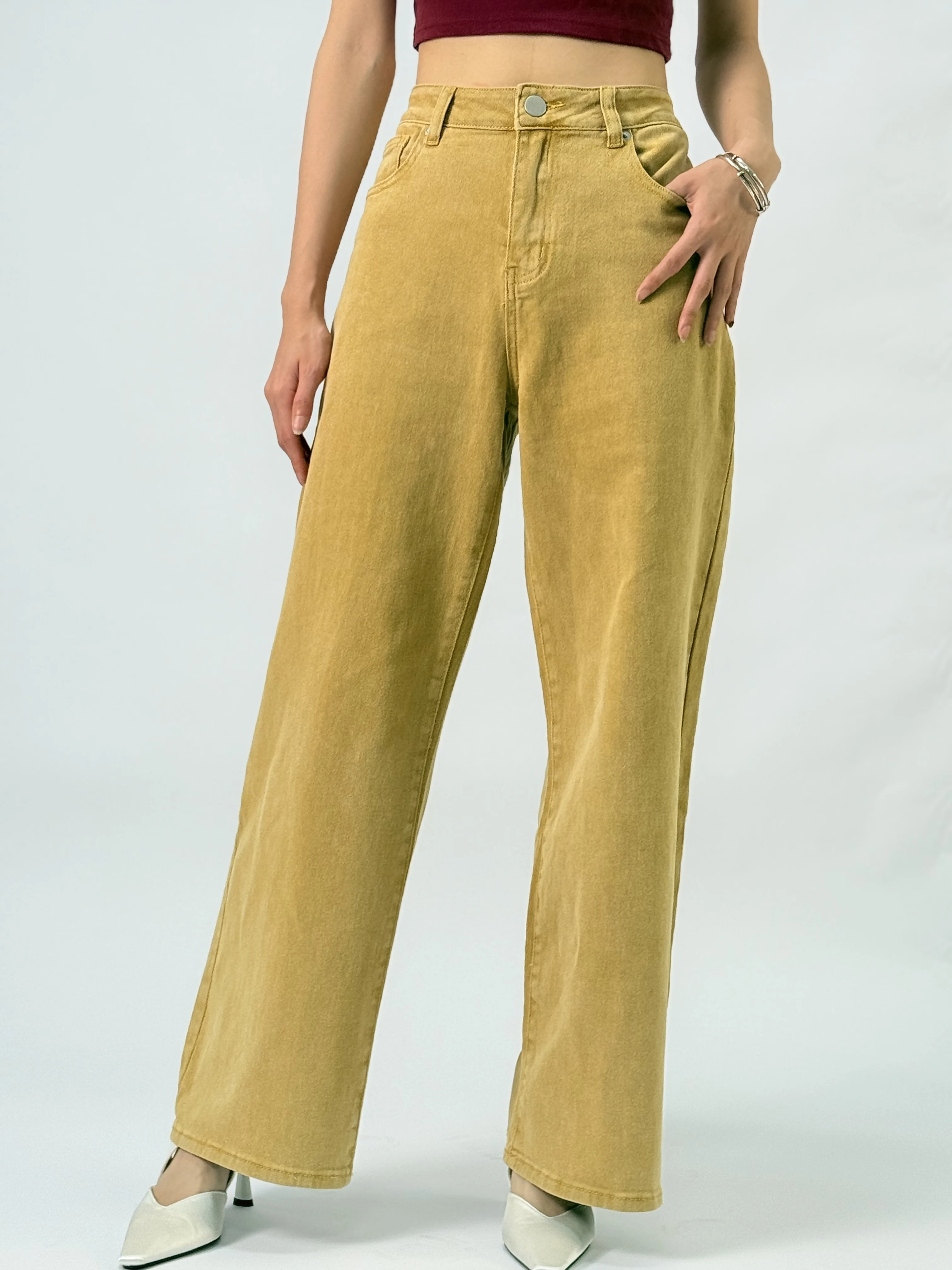 Y2K Style Loose-Fitting Women's Jeans - Solid Color Casual Comfort for Everyday Wear & Going Out" 4