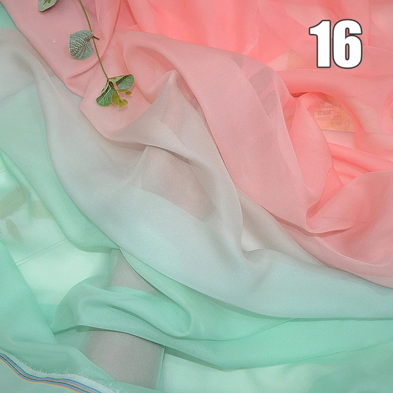 1/2/3/5M Rainbow Gradient Color Thin Chiffon Fabric Organza Tulle Fabric For Diy Ancient Style Hanfu Dress Stage Costume Decor