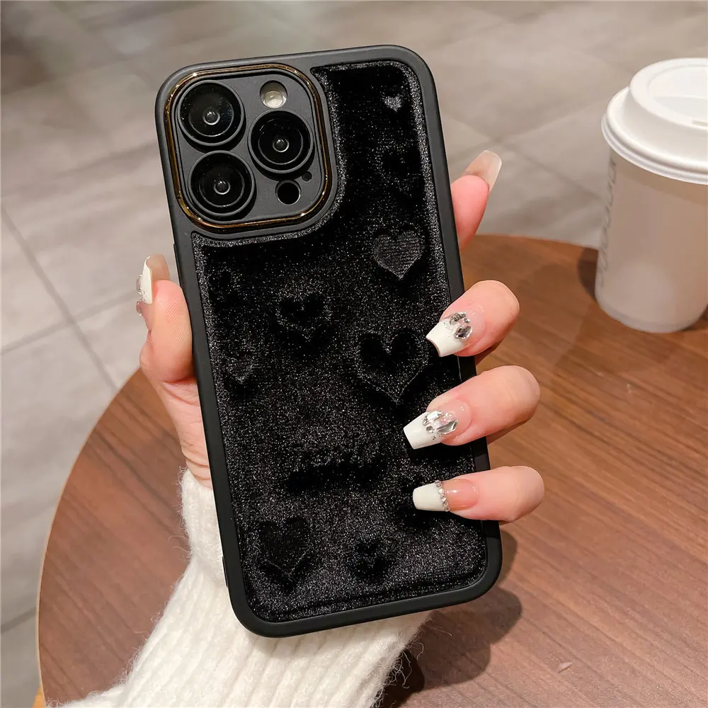 Custodia per telefono 3D Love Heat Soft Touch Fu Fo iPhone 15 14 Plus 12 13 11 Po Max Camea Placcatura Pellicola in vetro Protezione_voghion.com