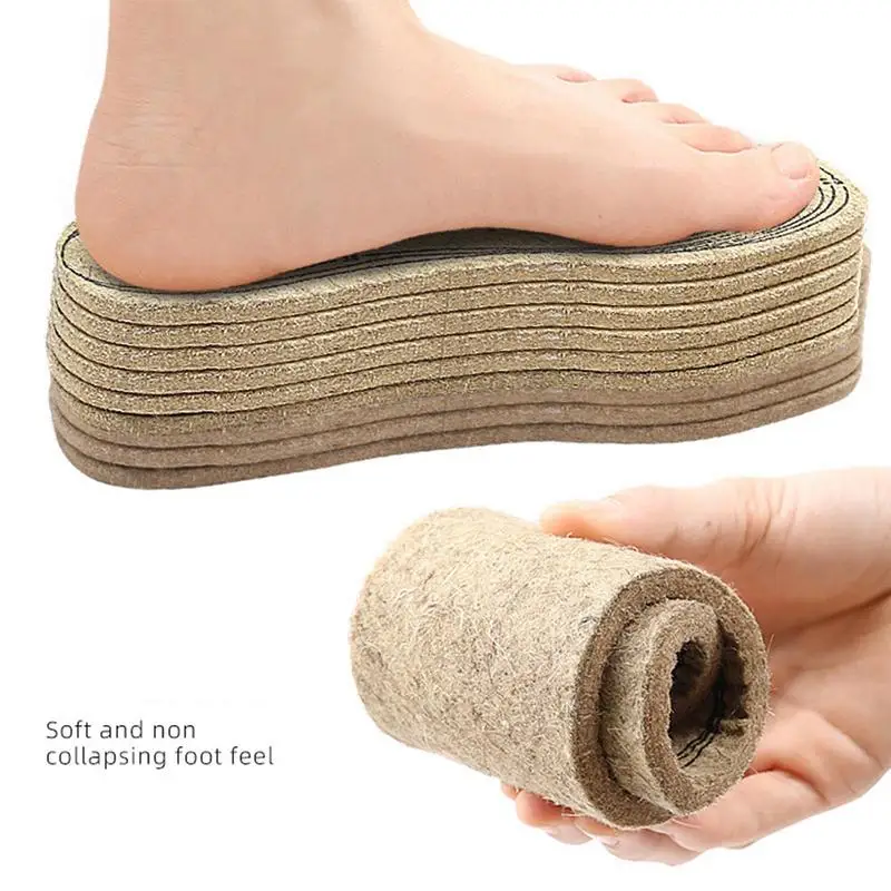 2 Pairs wool felt insol Cuttable Felt Insoles Warm Wool Boot Insoles Shoe Inserts Shoe Liners Sole Inserts Shock Absorption Wool