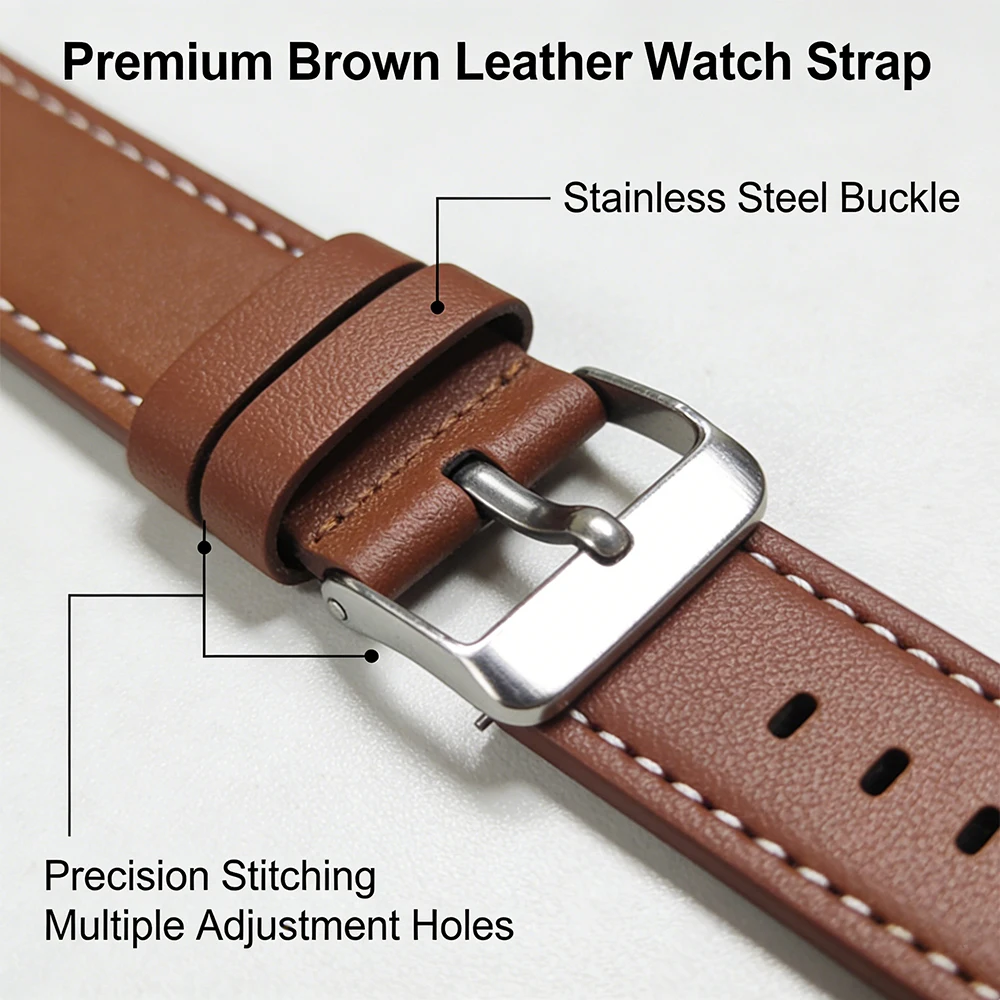 Premium Soft Leather Watch Strap - Versatile 20mm/22mm Band