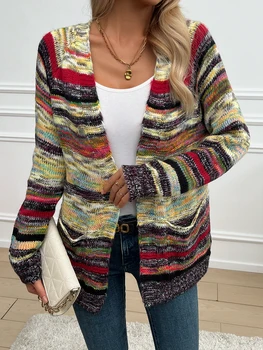 Sweater Knitted Cardigan Thin Loose Jacket For Women 2024 Korean Casual Y2k Crop Clothes Elegant Female Clothing Fashion Top 5