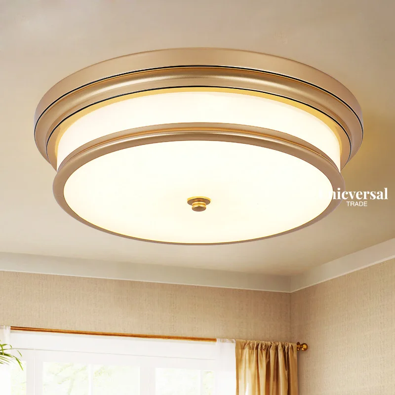 American wrought iron ceiling light round bedroom led ceiling light Nordic modern minimalist home lighting