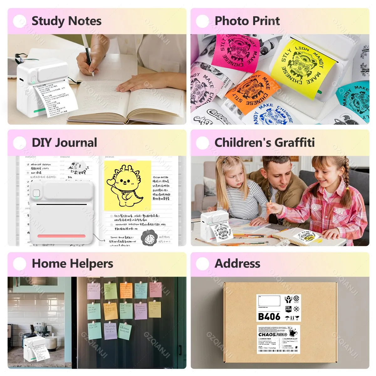 58mm Portable Mini printer thermal 57mm pocket Label printer Bluetooth Android IOS APP inkless sticker printer for home office