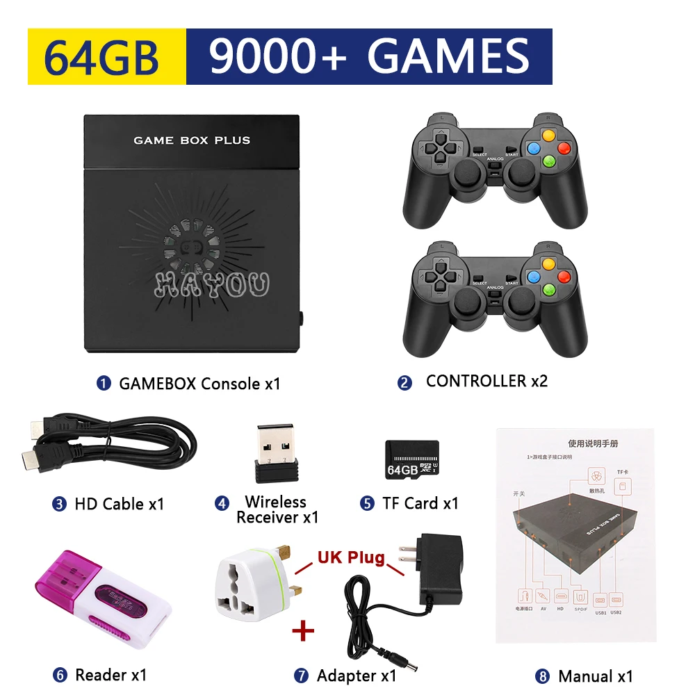 Super Console X6 Game Box Retro Video Game Console with 10000+ Games for PS1/PSP/N64 3D HD WiFi TV Box with 2 Wireless Gamepads 