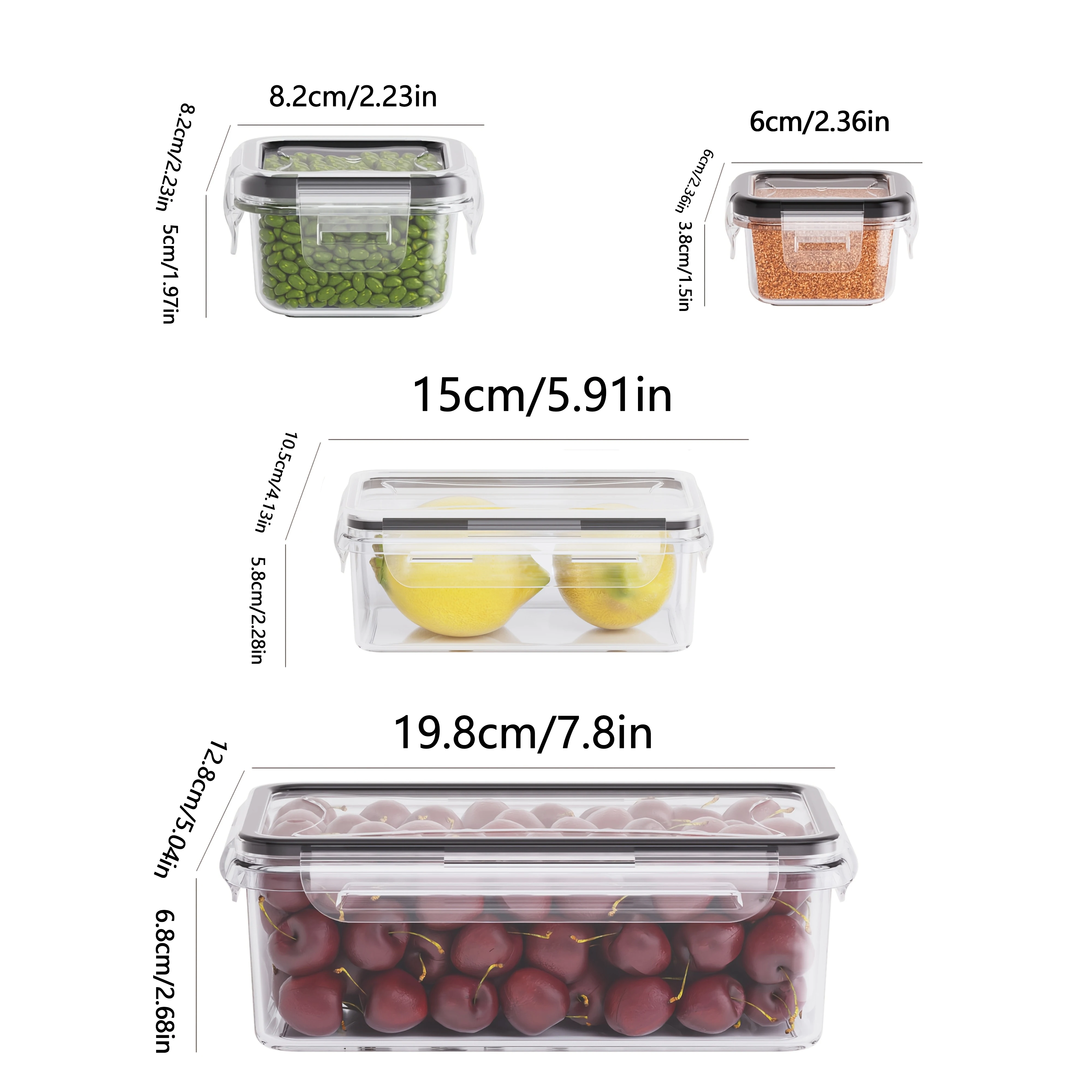 4 Piece Food Storage Containers Set with Easy Snap Lids 4 Lids 4 Containers Airtight Plastic Containers for Pantry