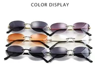 Lunettes de soleil œil de chat tendance sans monture, ovales, pour hommes et femmes, protection UV400, pour la conduite, style Y2K, verres dégradés sans cadre 4