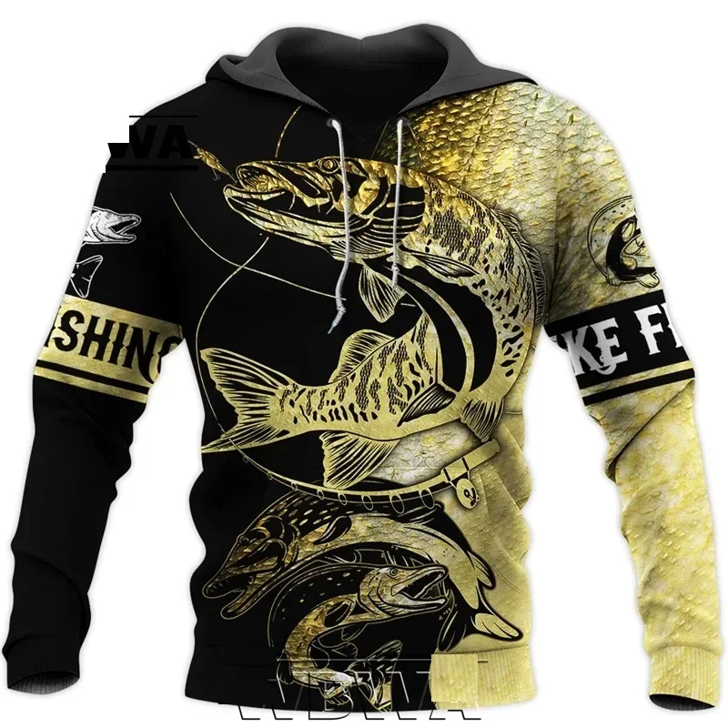 3D Pike Fishing Hoodie 3