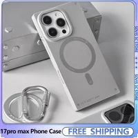 WAKCAS Frosted Phone Case for IPhone 16/17 Pro Max Original Anti-drop Transparent Phone Cover Carabiner Magnetic Metal Bracket