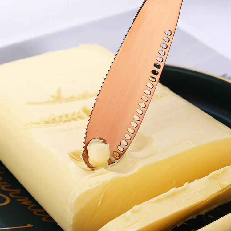 Description Picture 6 of itemButter Knife Cheese Cutter with Hole Stainless Steel Cheese Dessert Knife Cream Wipe Cream Bread Jam Tools Kitchen Gadget Knives