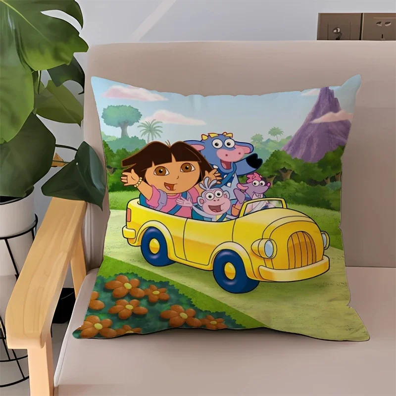

Bed Pillowcases 50x50 Dora the Explorer Children's Cushion Cover Double-sided Printing Couch Pillows for Bedroom Home Decor Sofa