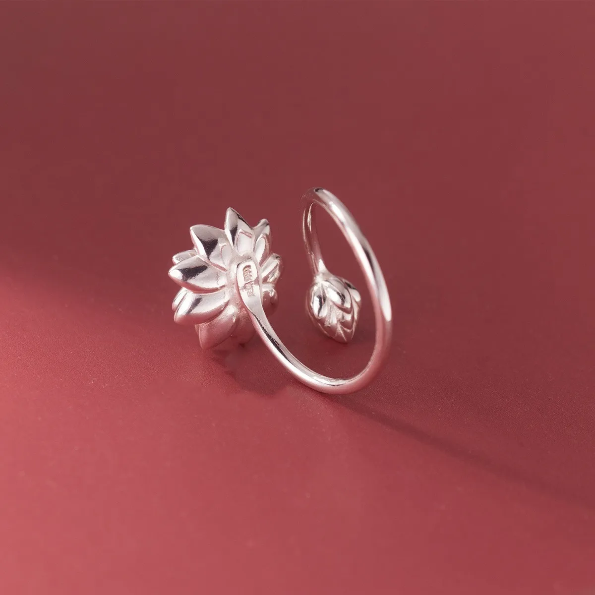 Silver Rings Wedding Rings Silver Ring 925 Sterling Silver Lotus Flower Adjustable For Women
