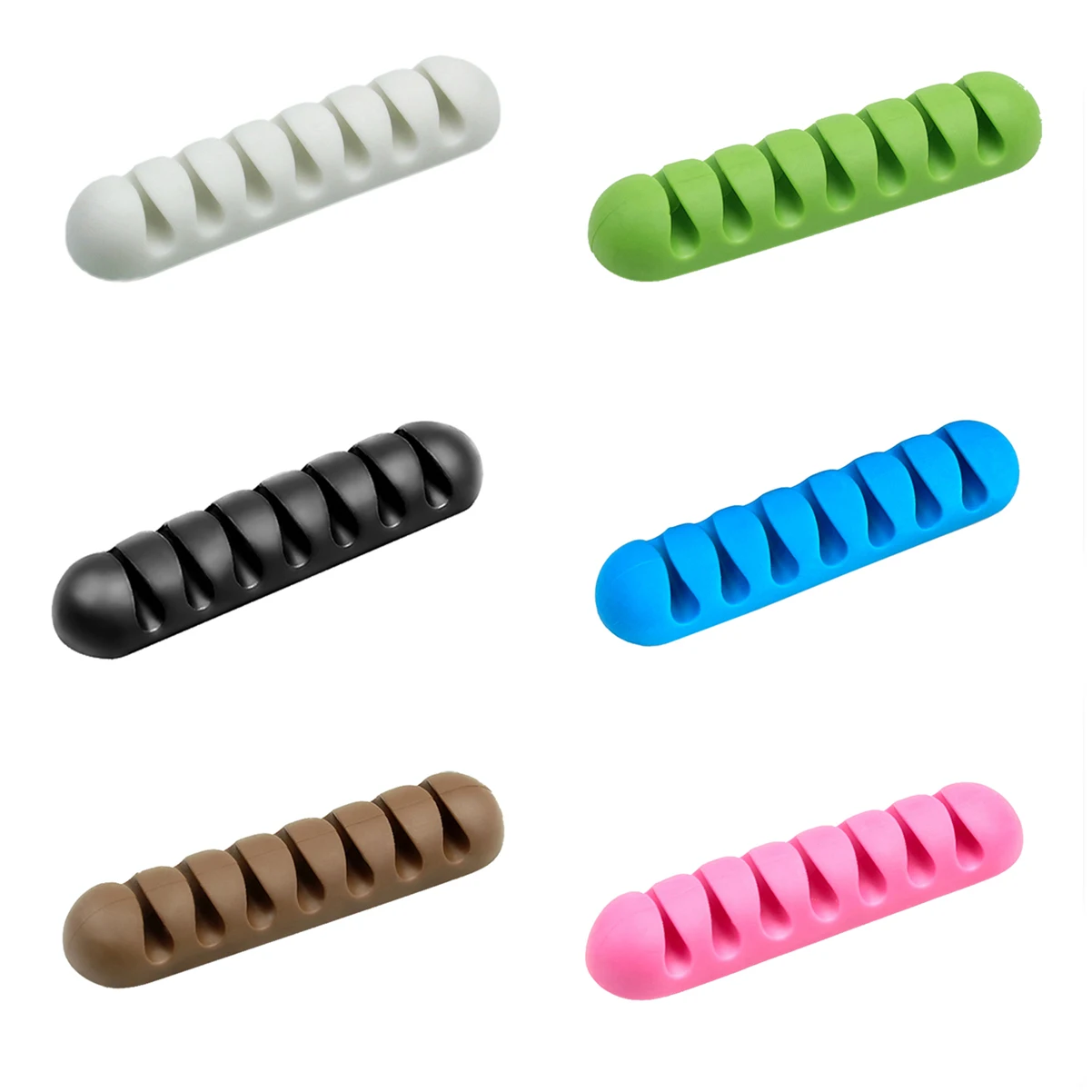 7 Holes USB Cable Organizer Cable Clamp Wire Winder Headphone Earphone Holder Cord Silicone Clip Phone Line Desktop Management