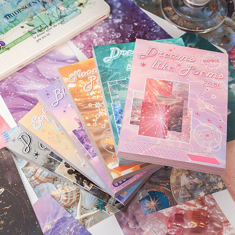 100 pcs Landscape Creative decoration Instagram Collage Notes Non-adhesive material paper hand made Collage material