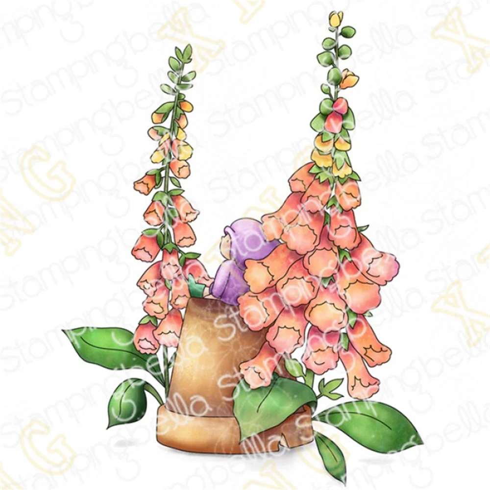 

New the Foxgloves Cutting Dies and Stamps Scrapbook Diary Decoration Stencil Embossing Template DIY Greeting Card Handmade