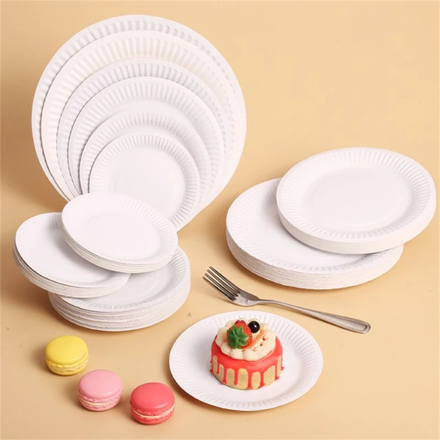 Disposable Paper Plate, White Cardboard, Thickened Cake, Fruit