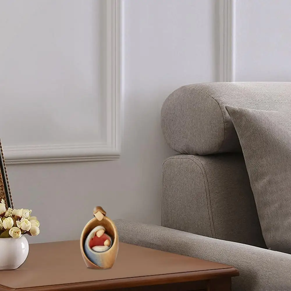 Description Picture 4 of itemNativity Scene Sculpture Holy Family Nativity Scene Figurines Home Decor Resin Nativity Scene Statue Carved Wood Look Miniatures